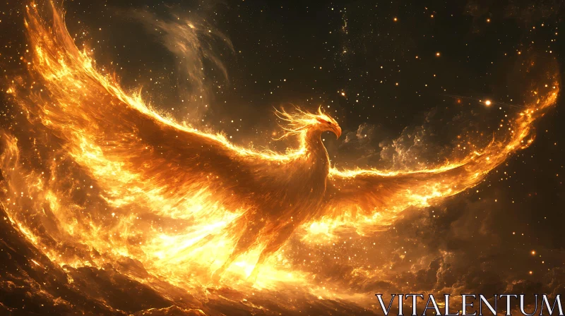 Celestial Phoenix in Fiery Flight