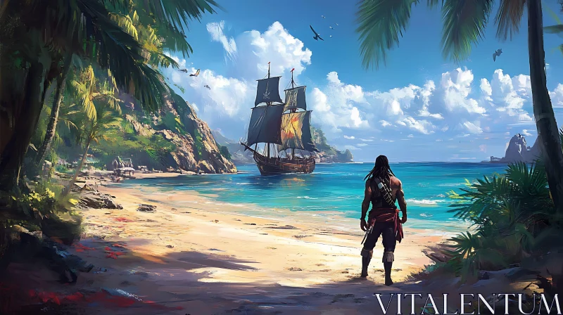 Island Seascape With Pirate