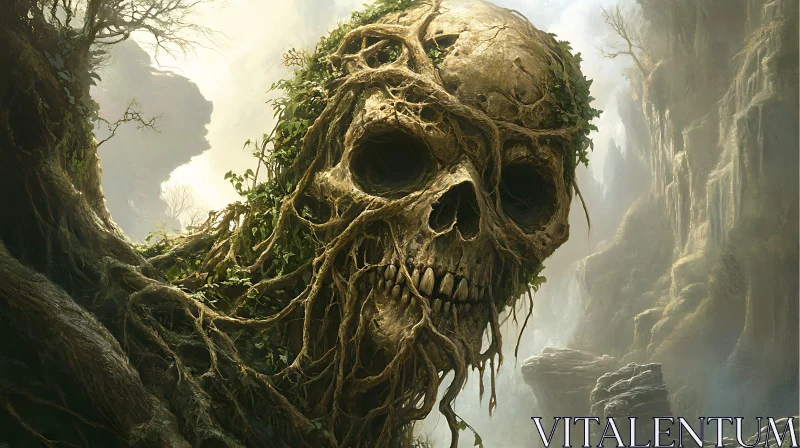 Skull Entwined in Nature's Grasp