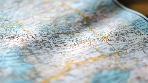 Vintage Road Map Close-Up