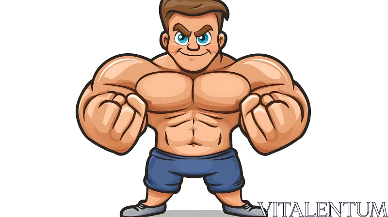 Stylized Bodybuilder Cartoon Character