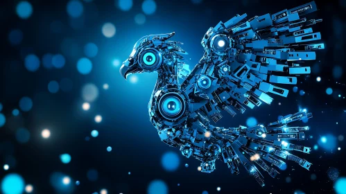 Cybernetic Eagle in the Neon Night