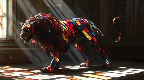 Lion Stained Glass Artwork