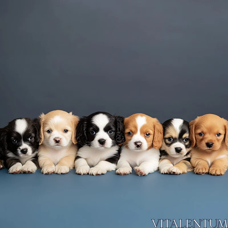 Six Cute Puppies in a Row