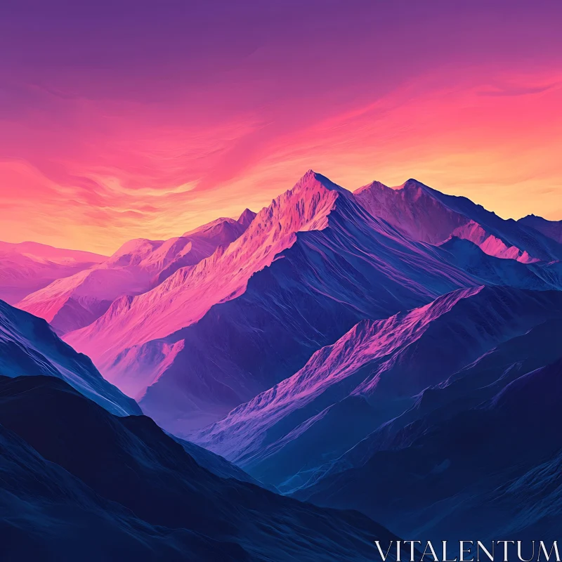 Pink and Purple Mountain Landscape