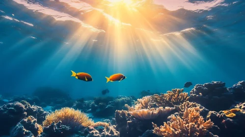 Sunlit Sea Life with Coral Reef