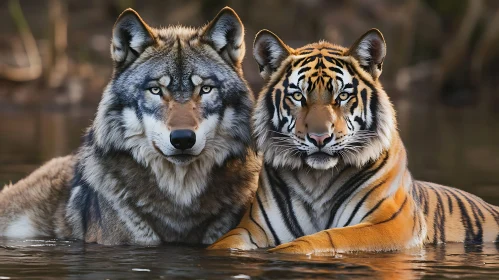 United Wildlife: Wolf and Tiger Portrait
