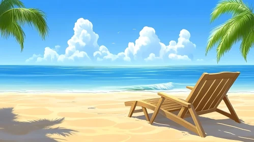 Tranquil Beach Scene with Deck Chair