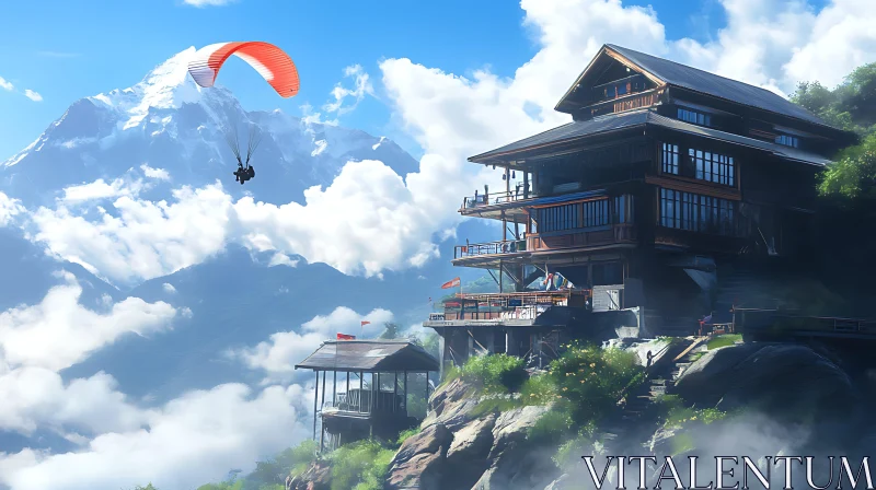 Scenic Mountain Lodge with Paraglider