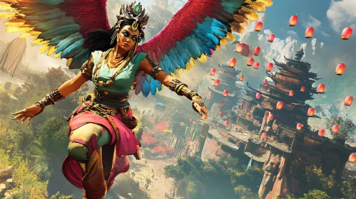 Ethereal Flight: A Winged Woman's Journey