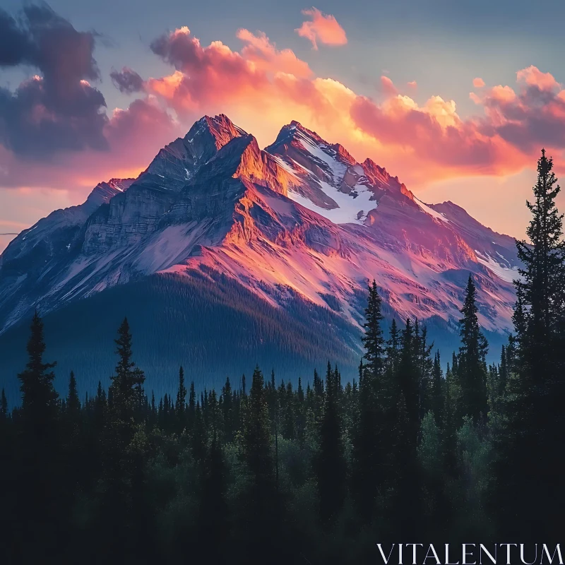 Mountain Peaks at Sunset