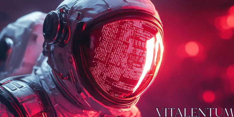 Future Astronaut with Red Code Reflection AI Image