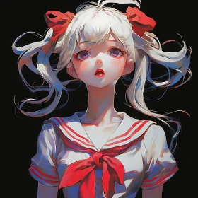 Fantasy Anime Girl with White Hair