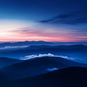 Blue Mountains and Pink Sky