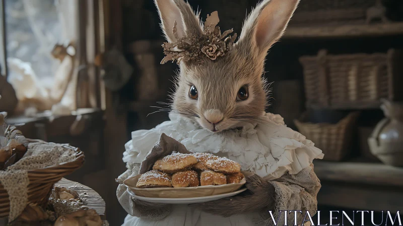 Anthropomorphic Rabbit with Pastries