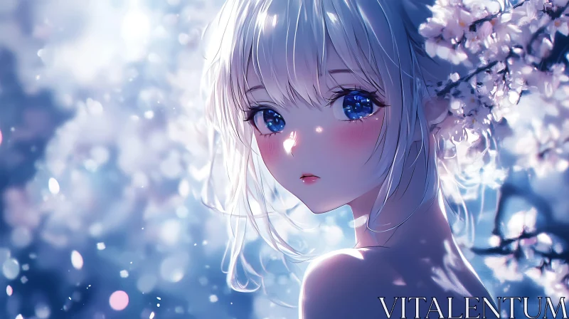 Ethereal Spring Anime Portrait AI Image