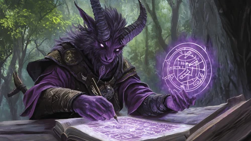 Horned Creature Performing a Magic Ritual
