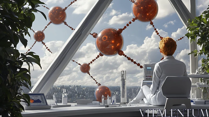 Future Science: Cityscape and Glowing Network