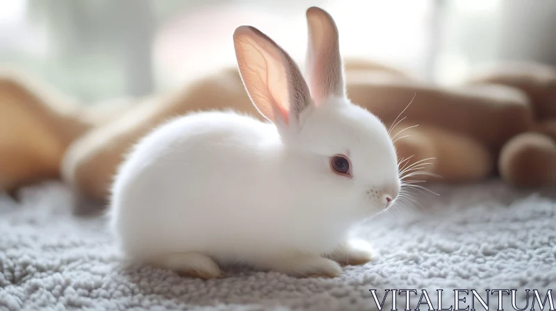 Fluffy White Rabbit on a Textured Surface