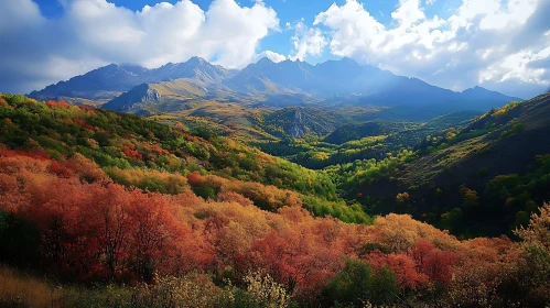 Colorful Trees on Mountain Hills