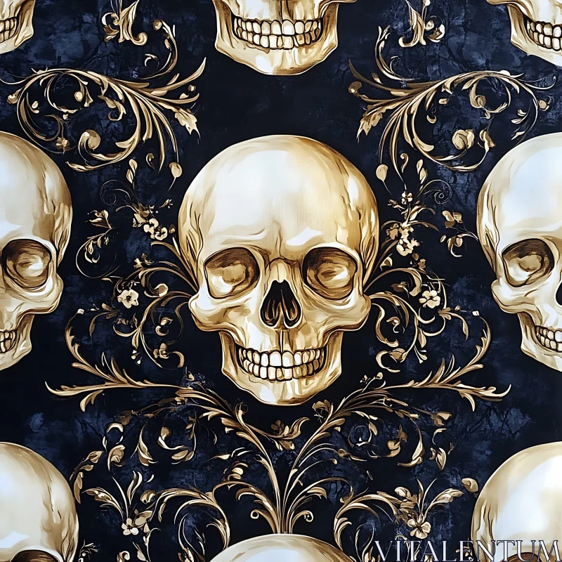 Ornate Skull and Floral Gothic Design