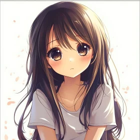 Sad Anime Girl Portrait