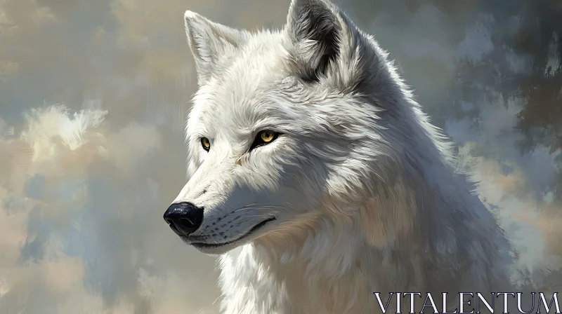 Artistic White Wolf Animal Close-Up