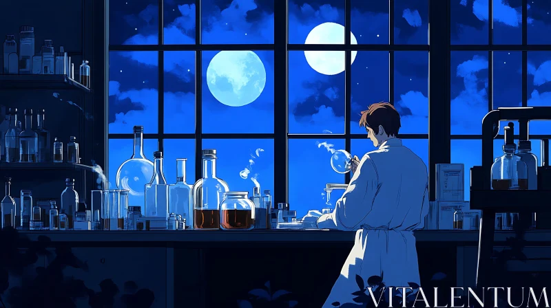 Scientist Working Late in the Lab