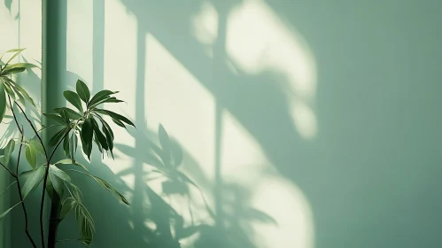 Green Plant with Window Shadow