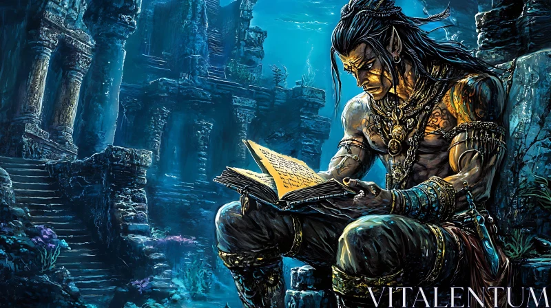 Ancient Elf Reading Illustration