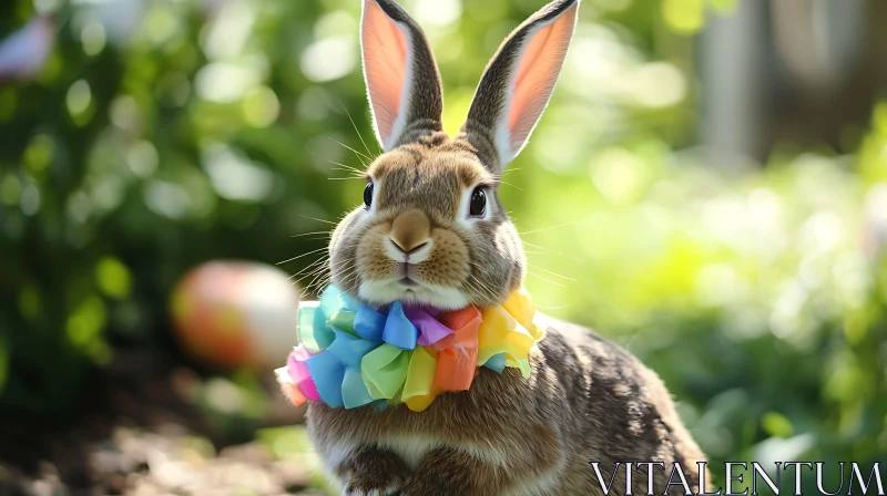 Rainbow Garland Rabbit Portrait