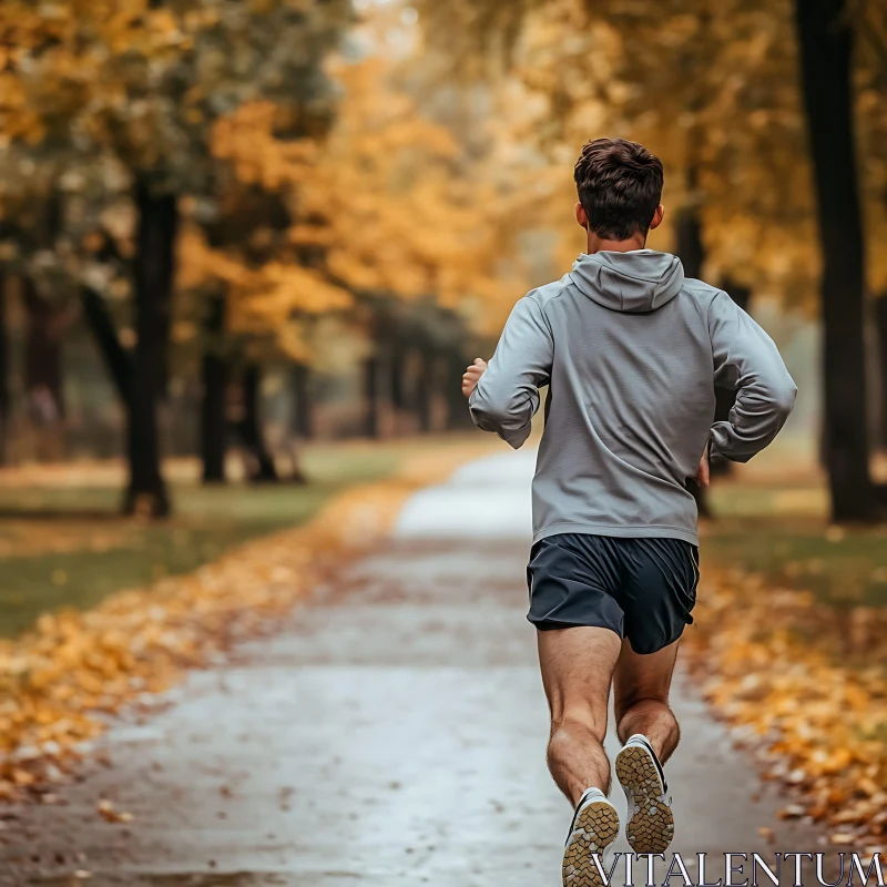 Man Running in Autumn Landscape