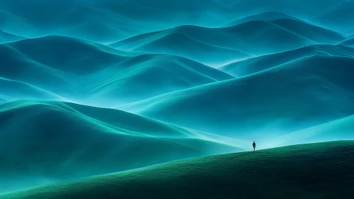 Serene Blue Hills and Distant Horizon