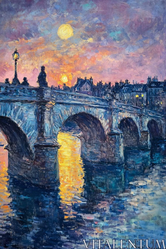 Tranquil Cityscape Bridge at Sunset