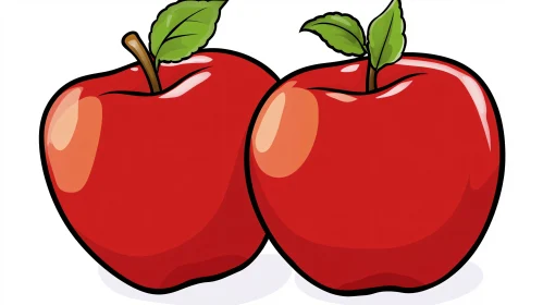 Illustration of Two Cartoon Red Apples
