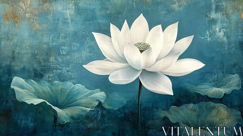 Teal Harmony with Blooming Lotus Flower