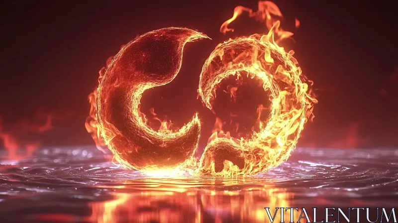 Abstract Fire and Water Composition