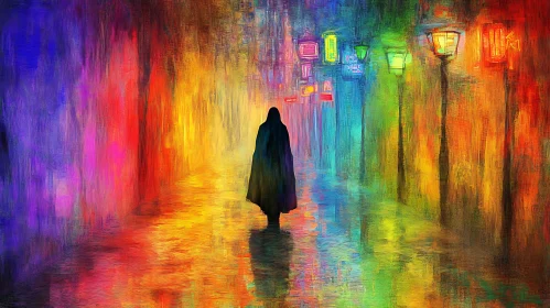 Abstract Figure on Colorful Street
