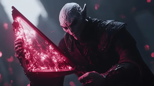 Alien Holding Red Triangular Object