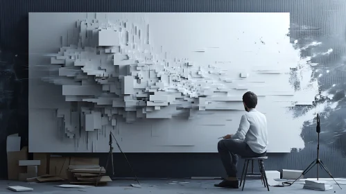 Geometric Art in Monochrome - Abstract Composition