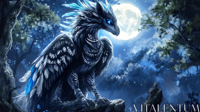 Fantasy Bird with Glowing Eyes Artwork