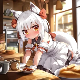 Cute Anime Girl with Cat Ears