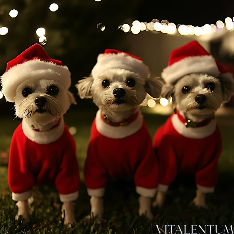 Cute Dogs in Christmas Costumes AI Image