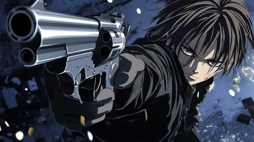 Anime Action Shot with Revolver