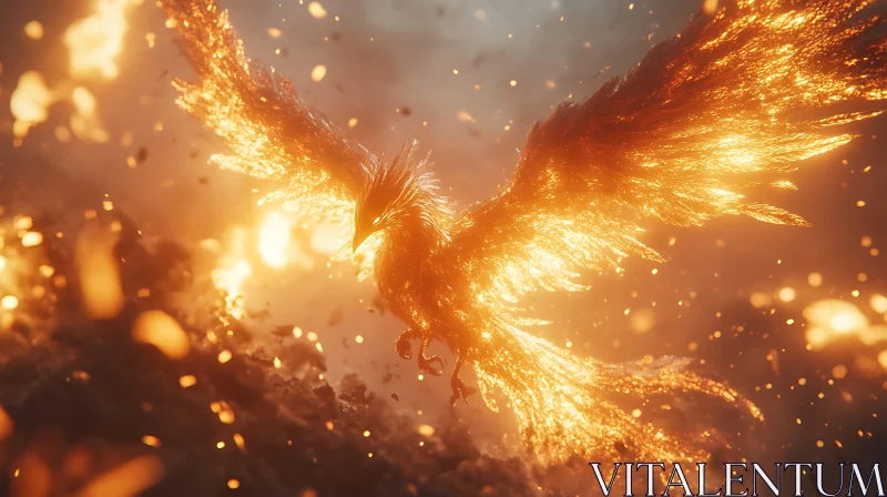 Phoenix Ablaze: Mythical Bird Art
