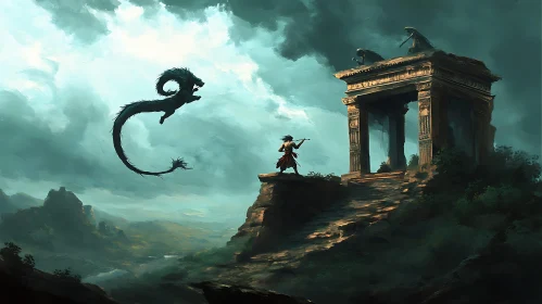Ancient Battle: Warrior vs Dragon