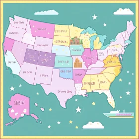 Colorful States Map Art