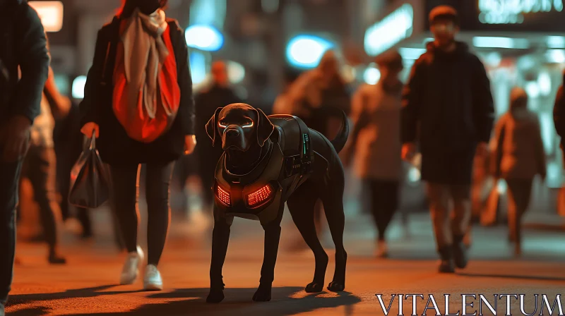 Cybernetic Canine in a Modern Cityscape