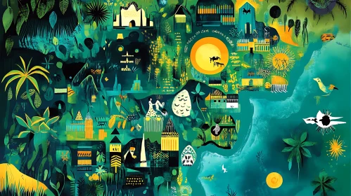 Green and Yellow Tropical Abstract
