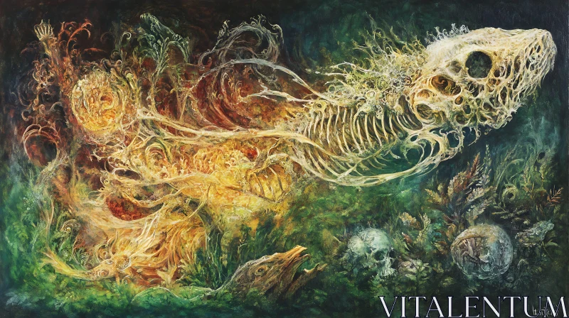 Surreal Fish Skeleton in Dreamscape